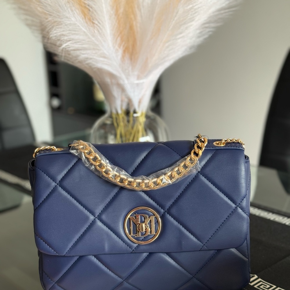 Badgley Mischka Navy Quilted Crossbody Bag